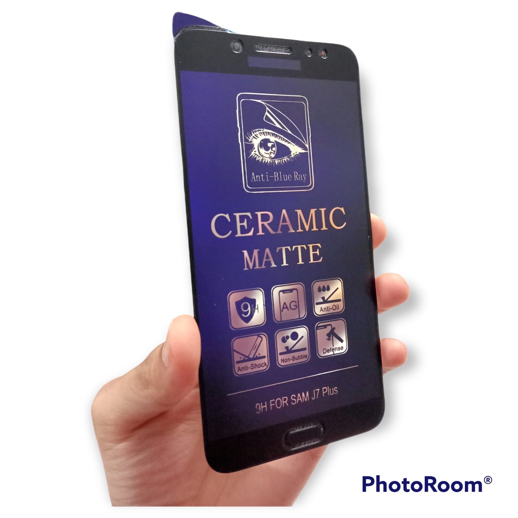 CMAB Ceramic Matte Anti Blue Samsung J7 Pro J730 J7 Plus Anti Gores Glare Full Layar No Sidik Jari