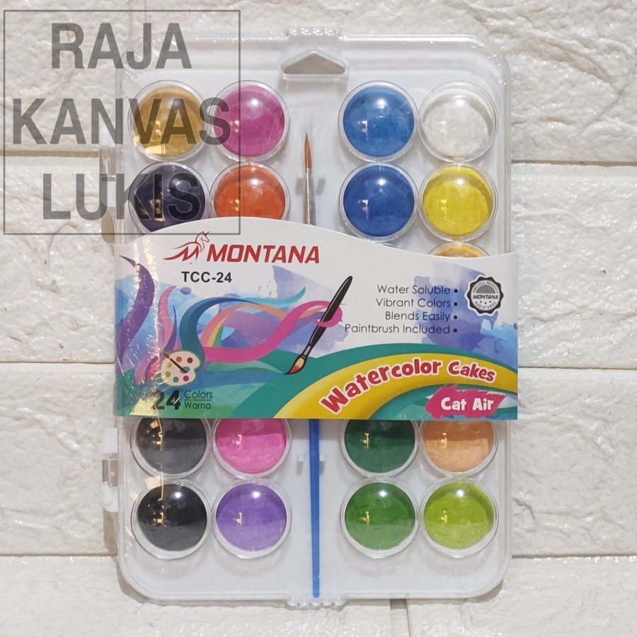 

Cat Air Warter Colour CAKE 12-24 Warna Free Kuas