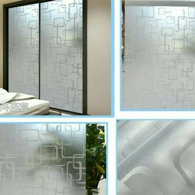 Sticker kaca sunblast motif kotak putih