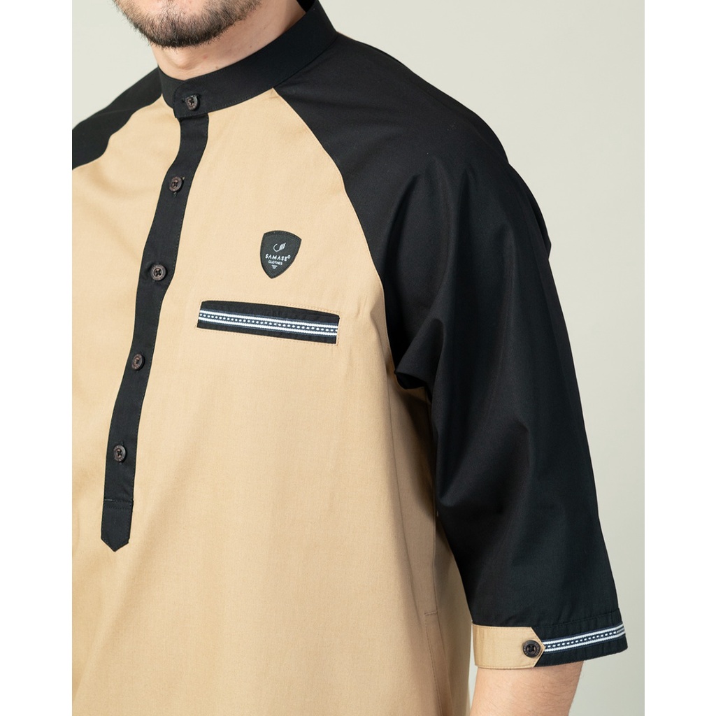 SAMASE Jubba Jubah Raglan R042P Baju Gamis Pakaian Muslim Pria laki Laki Dewasa Lengan 3/4 Jubbah Cowok Terbaru 2022 Samase Clothes Premiun Distributor Bekasi-6
