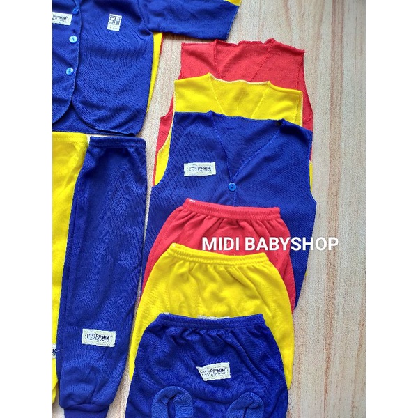 18 Pcs / 9 Stel Paket Hemat Baju Bayi Celana Bayi Newborn Polos Rainbow Pip Mim SNI