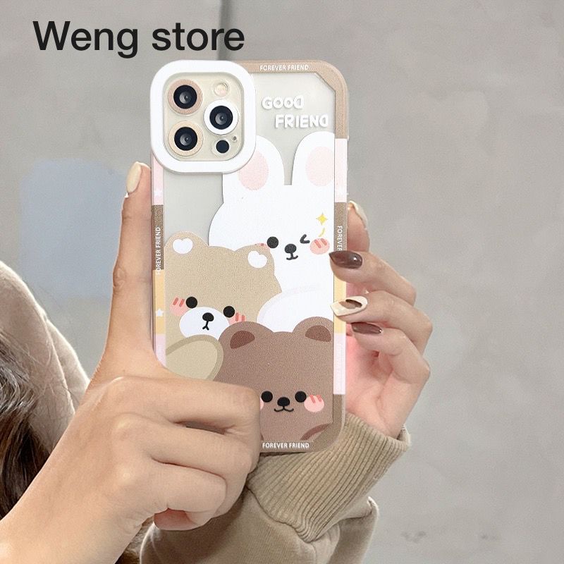 Case Lens Milk Bear For Oppo A5S A12 A3S A15 A16 A16K A53 A16E A54 A55 A96 A76 A95 A74 A9 2020 A17 A57 A1K Realme C30 C31 C35 C11 2021