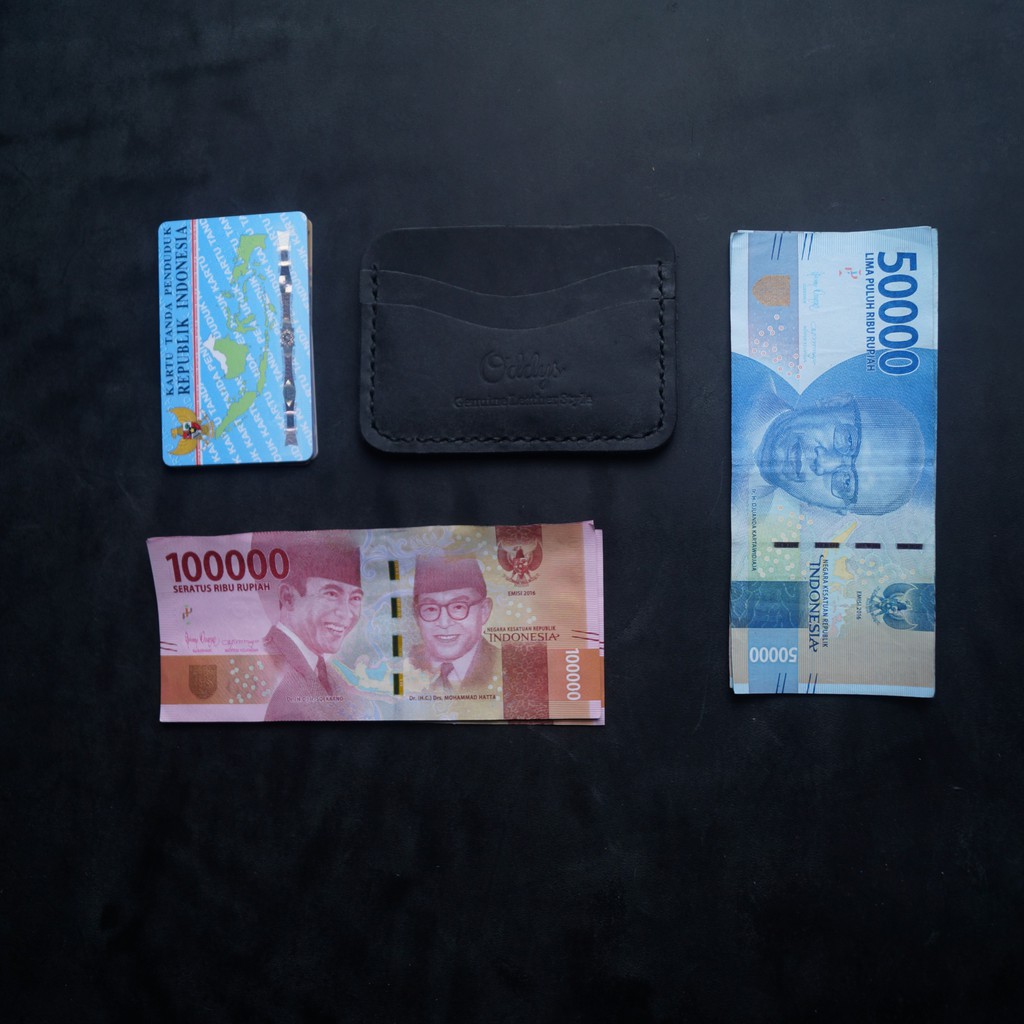 CANYON Crazy Horse Leather Card Holder in Black - Dompet Kartu Kulit Asli