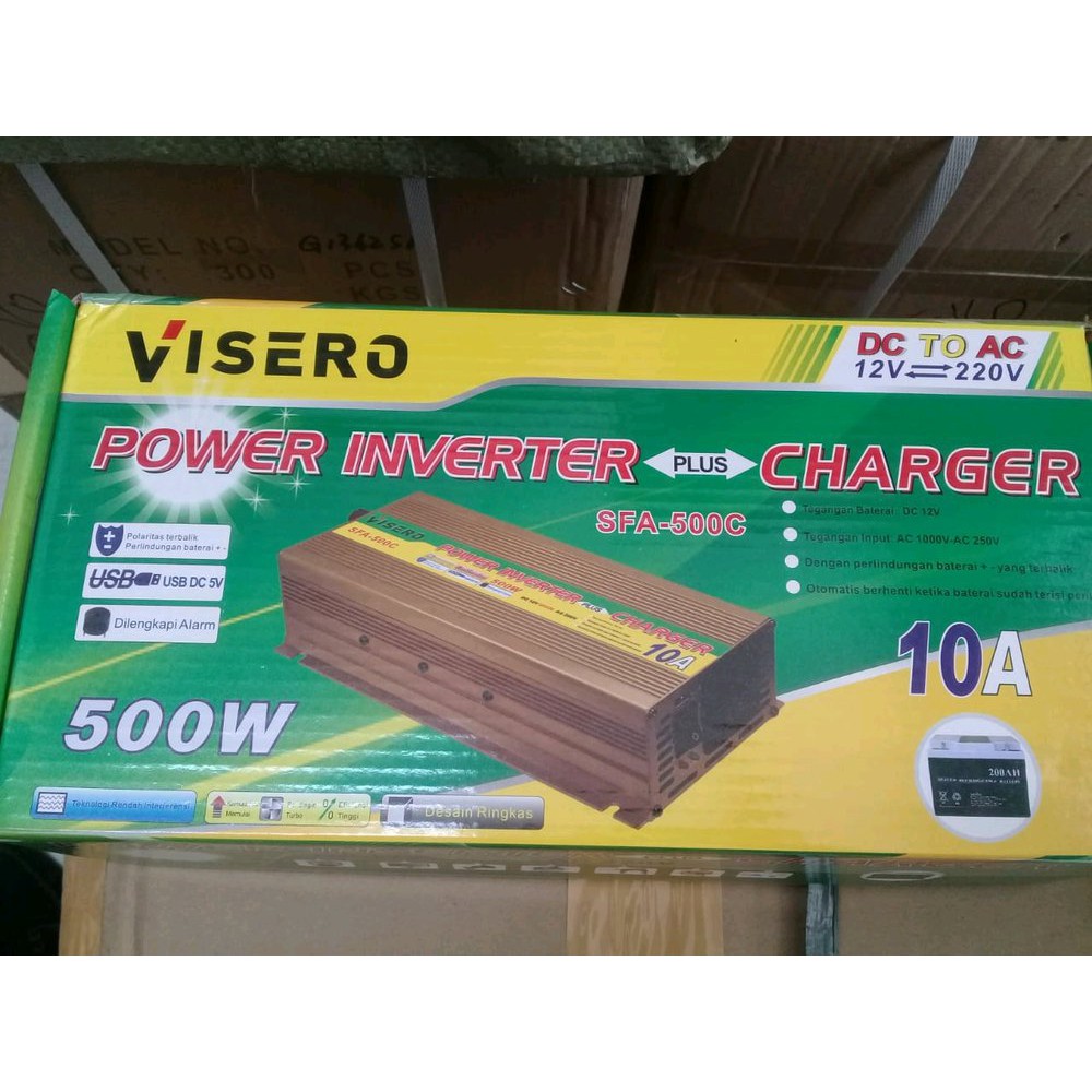 Jual  Power Inverter 500W plus Charger Aki 10A Visero  Diskon