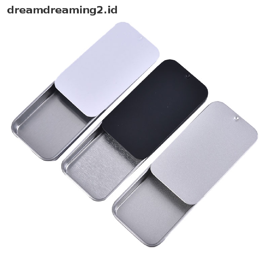 1pc Kotak Wadah Mini Portabel Dengan Model Geser Dan Bahan Kaleng Untuk Organizer / Tempat Penyimpanan