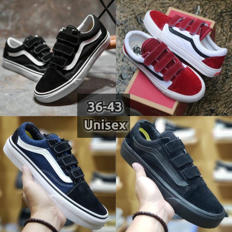 Sepatu Kets Vans Oldskool Velcro.Ukuran 36-43. Grade ori