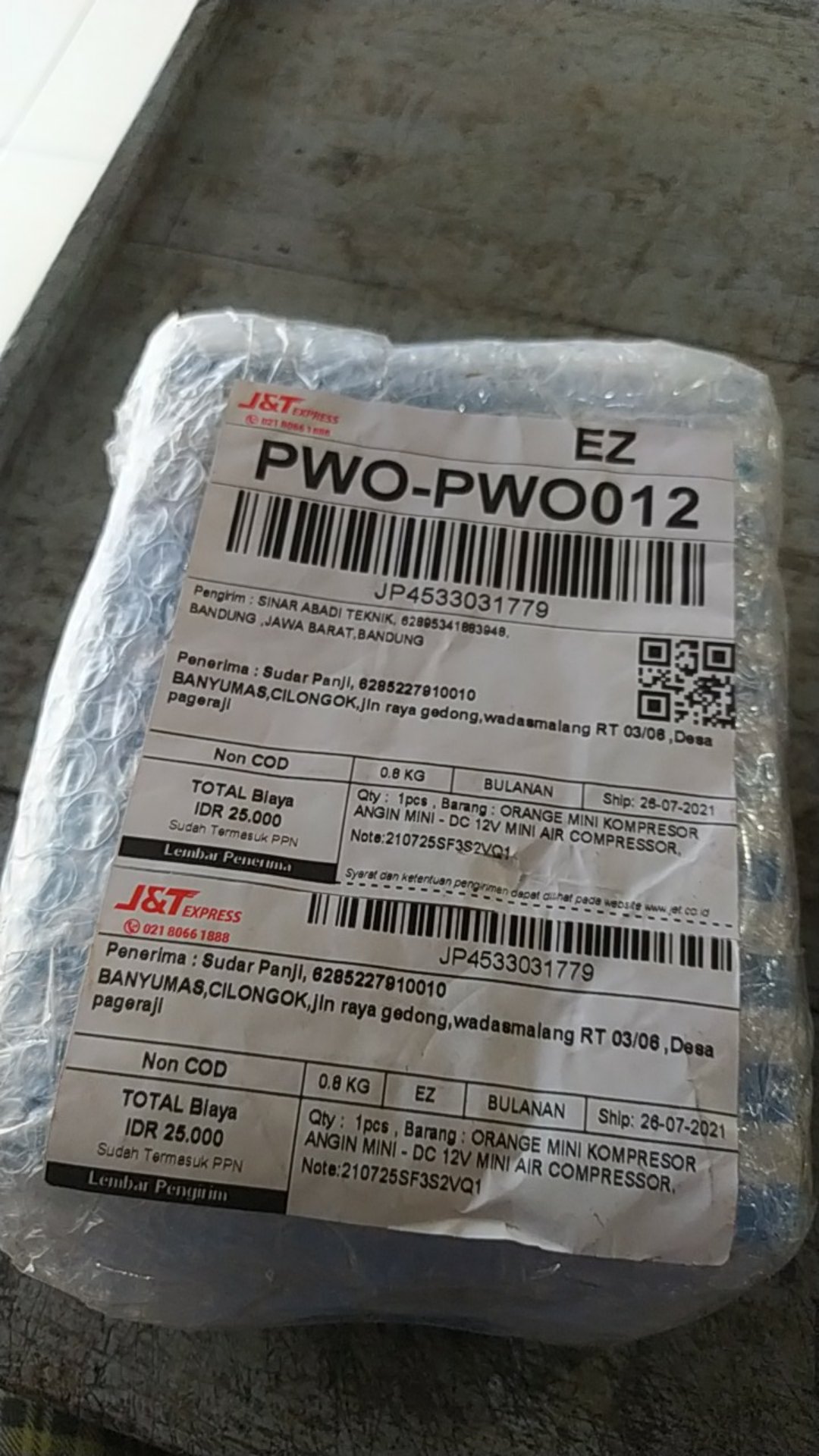 Orange Mini Kompresor Angin Mini - Dc 12v Mini Air Compressor