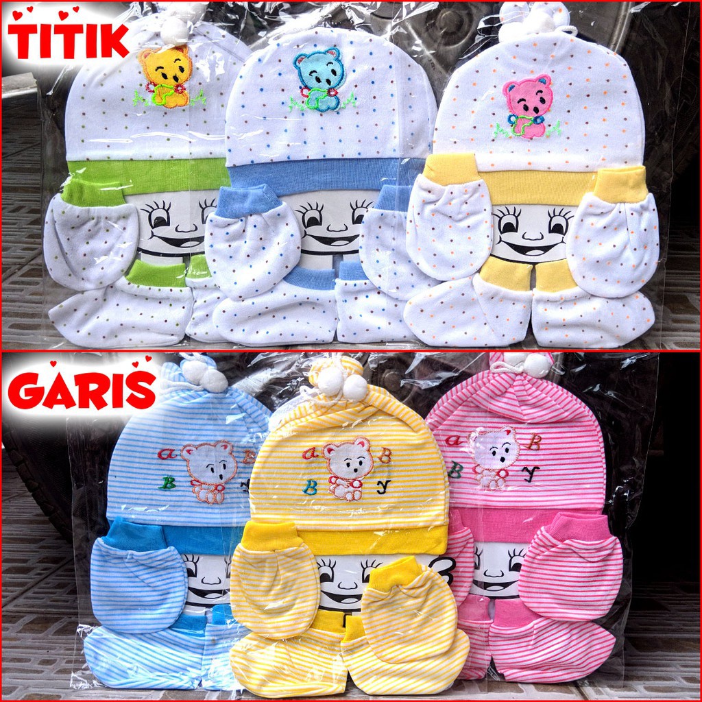 Bayi Set Komplit (Topi, Sarung Tangan, Kaos Kaki, Celemek)