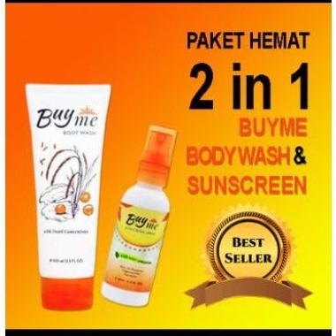 PAKET PEMUTIH BADAN BUYME - BUY ME SUNCREEN SPRAY + BODY WASH MEMUTIHKAN KULIT SELURUH TUBUH