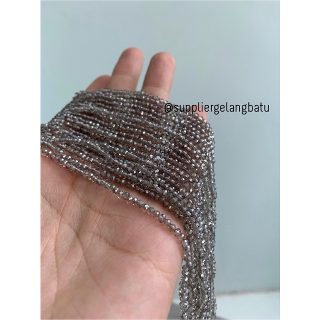 Crystal Ceko kilap 2mm SMOKY GREY QUARTZ kerajinan craft donat manik