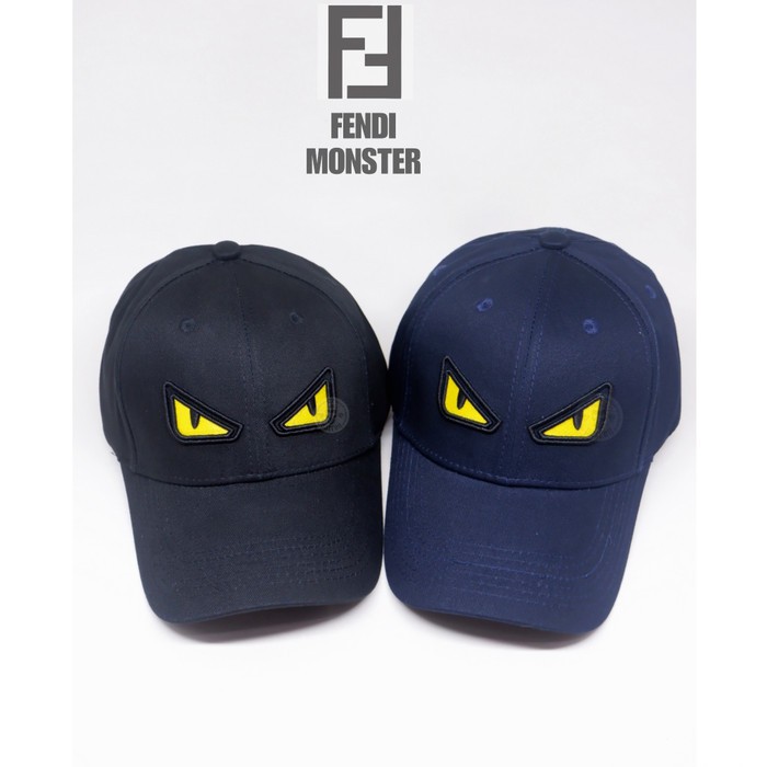 topi baseball FENDI MONSTER EYE logo bordir import UNISEX ( FREE BOX ) - Navy Diskon