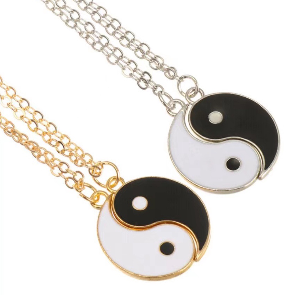 Hu Hu Hu Hu Hu Alat Bantu Pasang Kacamata♡ 1 Pasang Kalung Liontin Tai Chi Bahan Alloy Tahan Karat Untuk Unisex