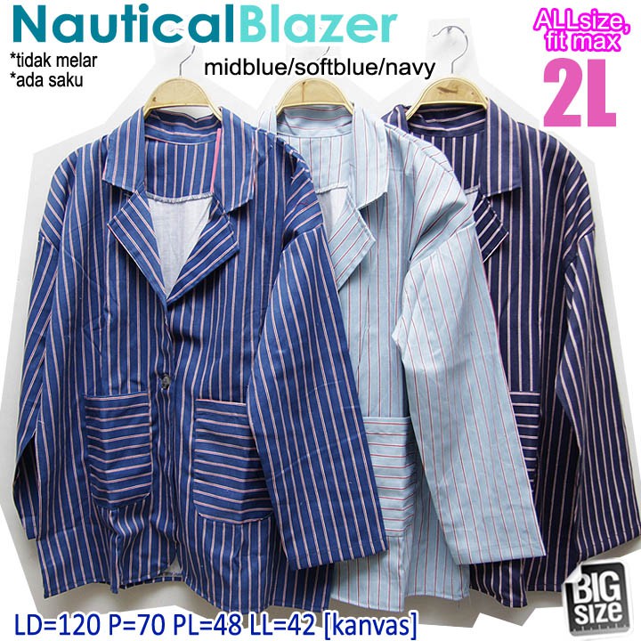 NAUTICAL BLAZER XXL,BLAZER JUMBO WANITA,BLAZER BIGSIZE WANITA,BLAZER OVERSIZE WANITA MURAH WANITA