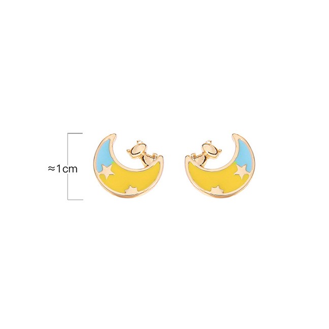 LRC Anting Tusuk Fashion Moon Enamel Glazed Moon Cat Stud Earrings K42802