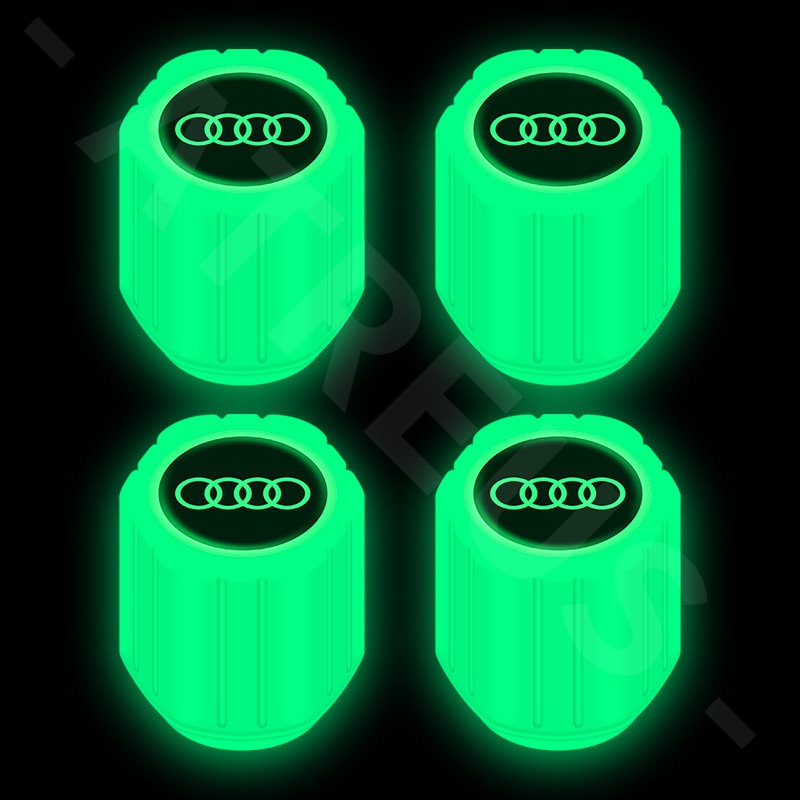 4pcs Audi Luminous Pentil Ban Tutup Pentil Ban A3 8l A1 Q5 TT mk2 A5 A4 B7 B8 B5 A6 C7 C6  Q7 Q3 RS3 Aksesoris Mobil Motor Sepeda