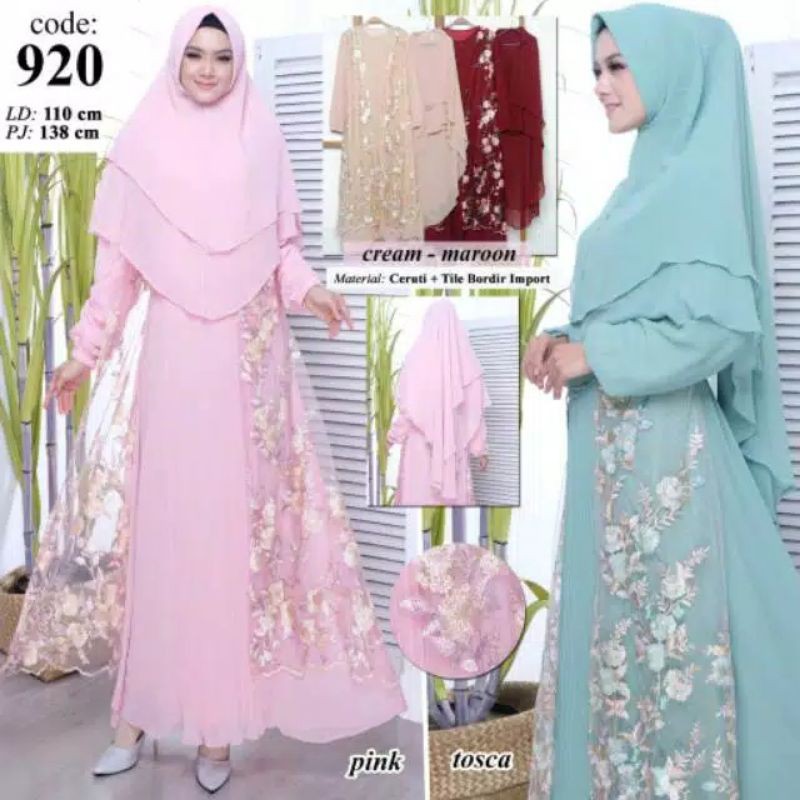 GAMIS SYARI CERUTY MIX BRUKAT HALIMAH SYARI