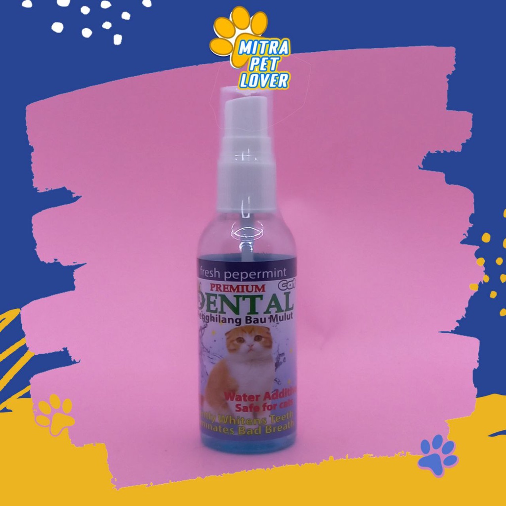 PENGHILANG BAU MULUT KUCING - DENTAL CAT  SPRAY 60 ML ORIGINAL MENGHILANGKAN AROMA TIDAK SEDAP ,  AMIS, SISA MAKANAN , CEGAH GINGRITIS , WANGI PET ANIMAL HEALTHCARE VETERINARY TAMASINDO KESEHATAN DAN VITAMIN TERNAK HEWAN BINATANG PELIHARAAN MITRAPETLOVER