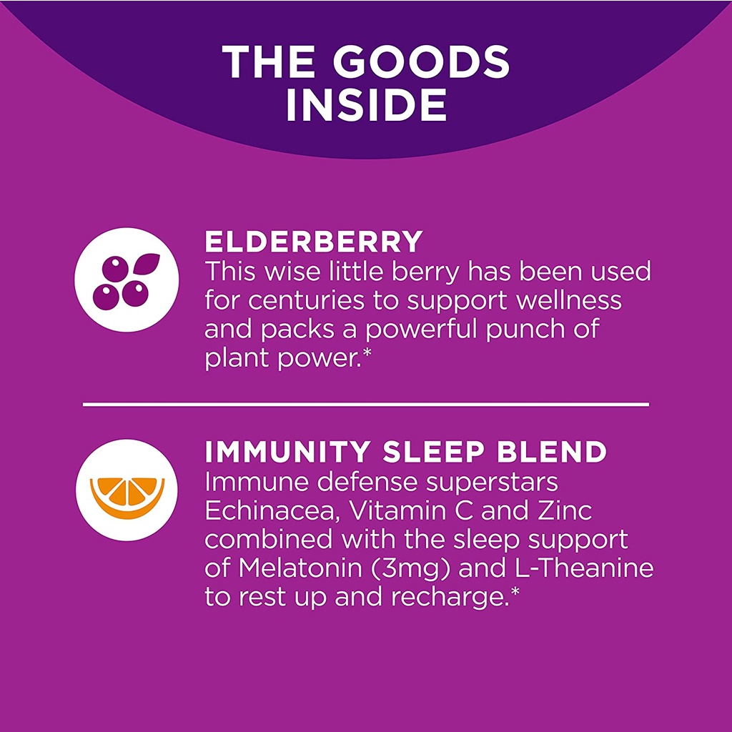 Olly Immunity Sleep with Elderberry Vitamin C Zinc Melatonin 3Mg