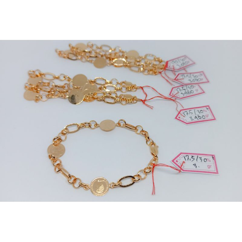 Gelang rante fancy koin emas asli 300 %