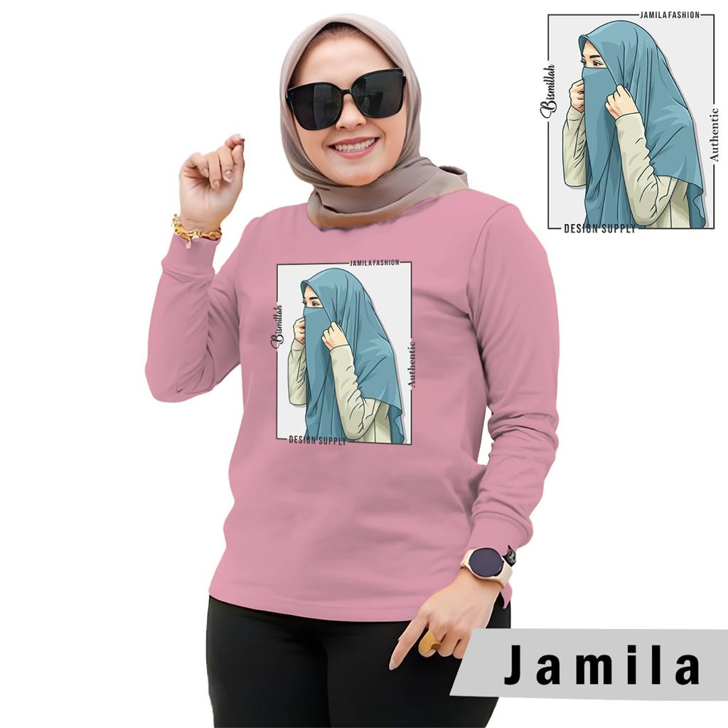 Baju Wanita Fashion/Kaos Wanita/Atasan Wanita Kaos Lengan Panjang Wanita MOTIF JAMILA HIJAB STYLE 2022