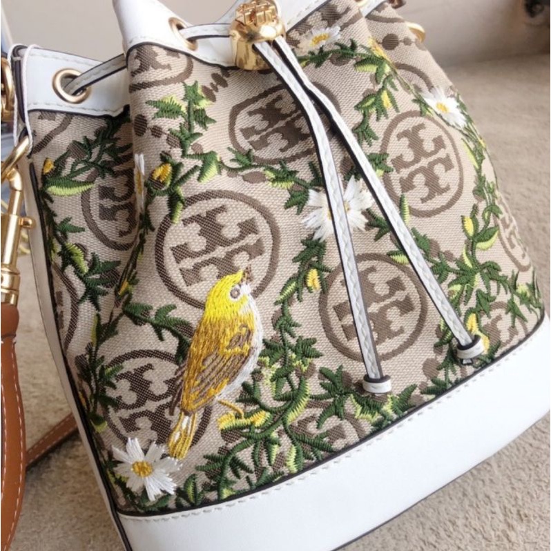 Tory Burch T Monogram Jacquard Embroidered Bucket Bag