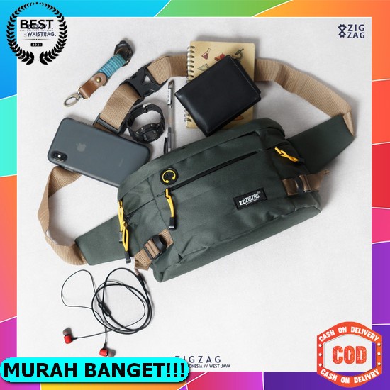 Tas Pria Berkualitas Karakter Anti Air Tebal Tas Kerja Waistbag N3K7 Pria Kulit Sintetis Original Mi