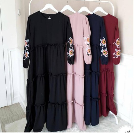 gamis terbaru 2021 modern remaja drees jumbo kekinian motif