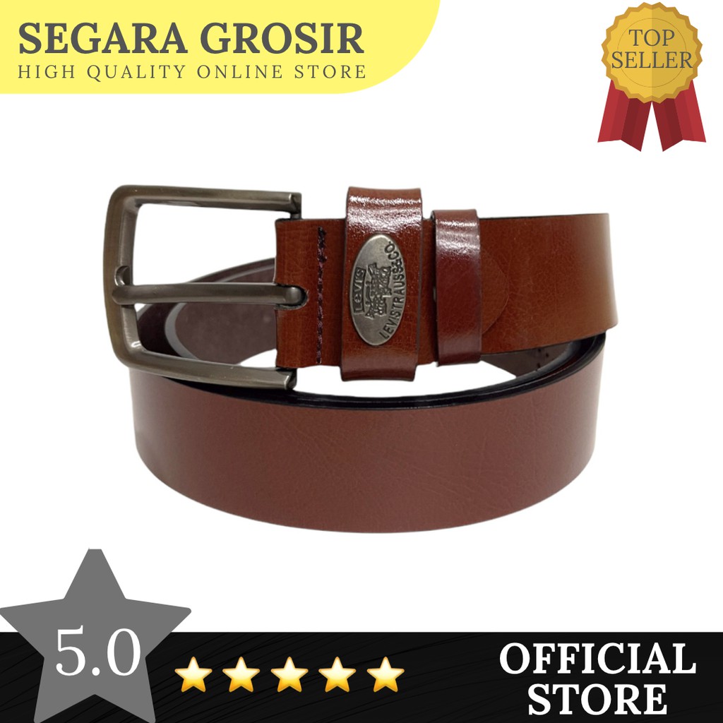 IKAT PINGGANG PRIA KULIT PREMIUM LEATHER MODEL TUSUK JARUM GESPER MEN BELT KANTOR KEMEJA FORMAL