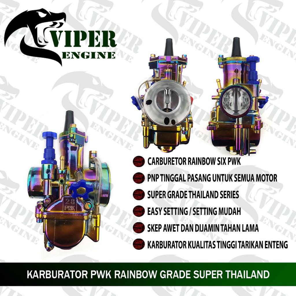[ BISA COD ] KARBURATOR PWK 24 26 28 30 32 34 PELANGI SERIES RAINBOW SIX MADE IN CARBURETOR KARBU PW