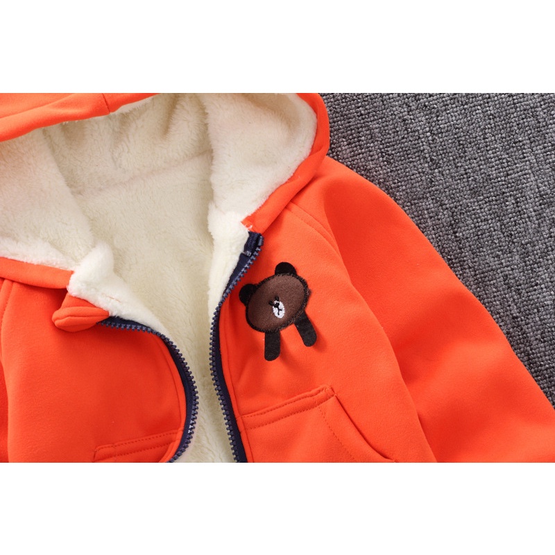 Jaket Bulu Anak Bayi Laki Laki 6 Bulan - 4 Tahun Import Model Bear Jacket Anak Laki Laki Cowok