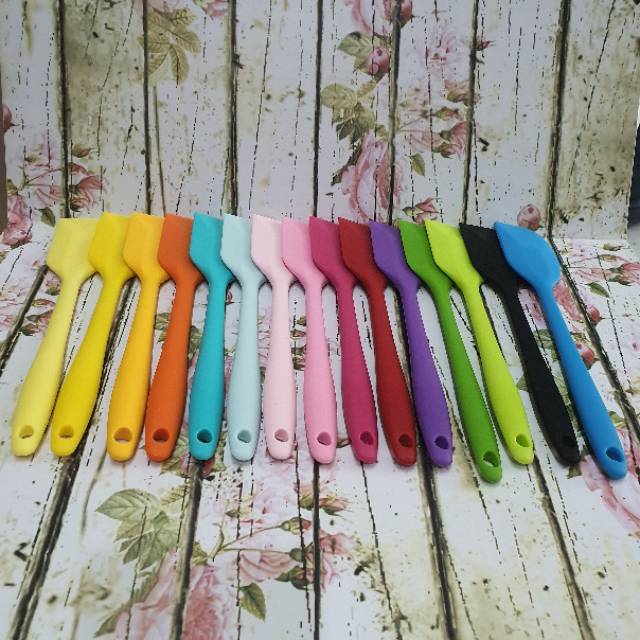 SPATULA KECIL GEPENG color small rubber spatula non sambungan / spatula kecil 21cm food grade