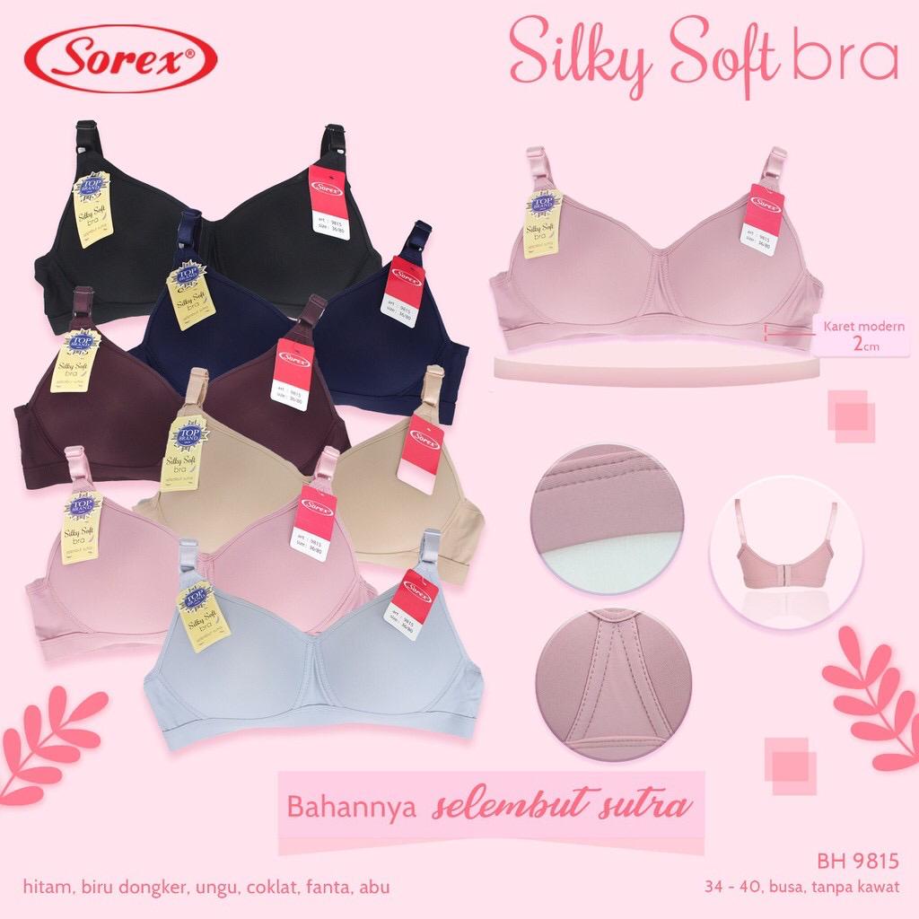 BH BRA SOREX 9815 TANPA KAWAT EXTRA COMFORT , BAHAN LEMBUT LICIN DAN ADEM BAHAN SILKY LEMBUT SOFT BUSA TIPIS KAIT 3 SETARA CUP B