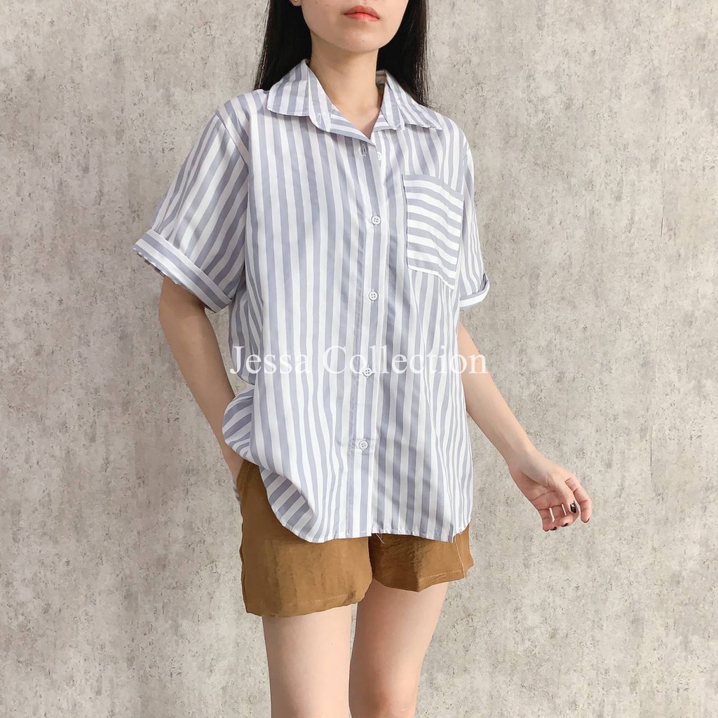 Kemeja Oversized Salur Inako FG