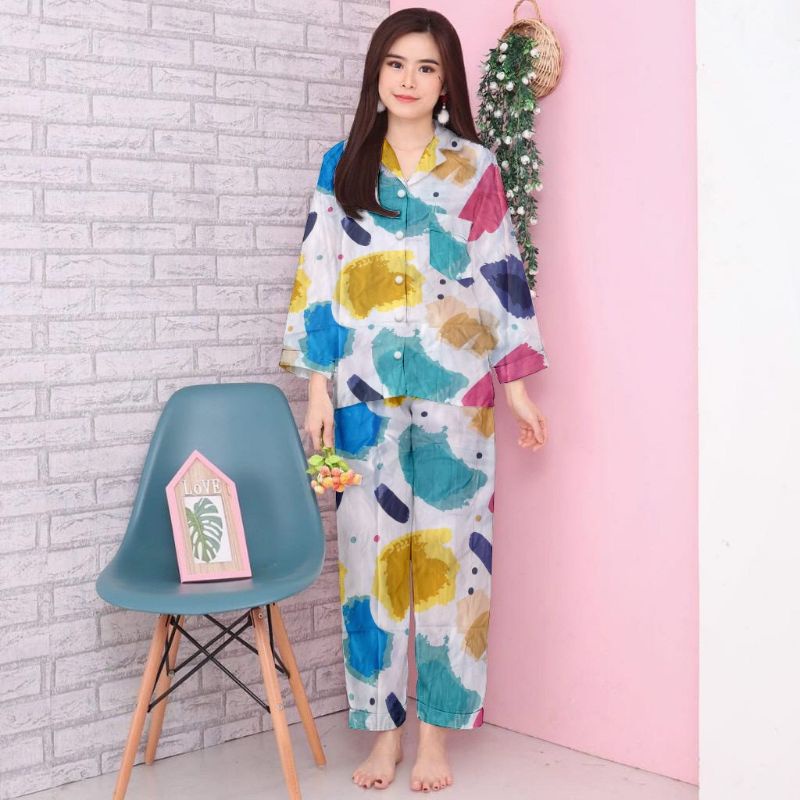 setelan wanita lengan panjang/baju setelan kekinian/baju tidur terbaru