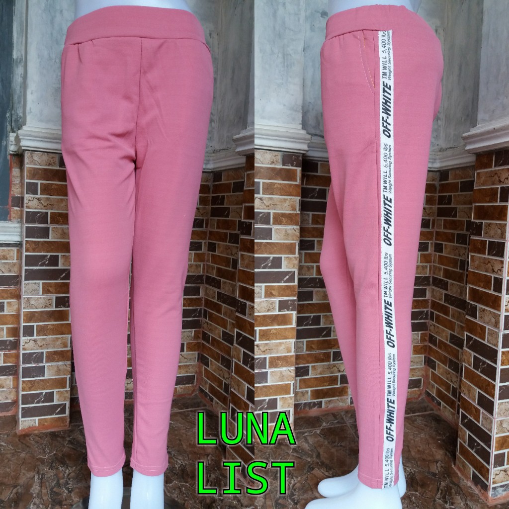 OFF WHITE PANTS STRAP / LIST STRIPE LUNA WANITA