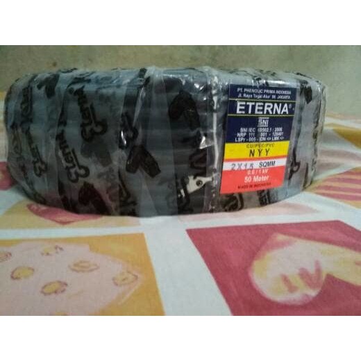 kabel listrik NYY 2x1-5 ETERNA / kabel kawat tembaga hitam / 1 roll