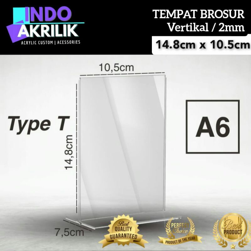

TEMPAT BROSUR / TENT HOLDER / TENT CARD AKRILIK A6 2MM | DISPLAY 2 SISI