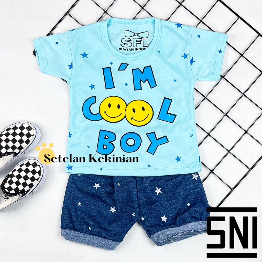 [SK] Set Anak Laki Laki 0bln-12bln Setelan Bayi Cowok Glitter Karakter Animasi Baby Boy Keren Murah Im Cool Boy