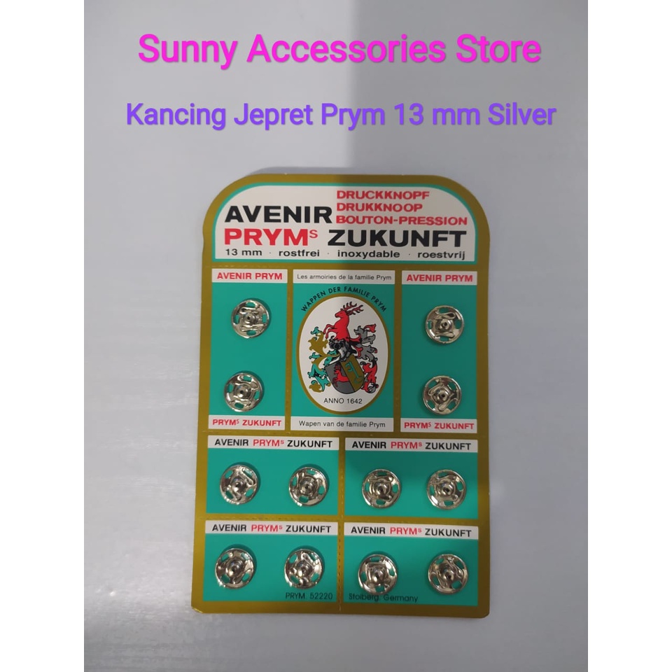 

Kancing Jepret Prym 13 mm Silver *Premium Product* (1 Papan=12 Set)