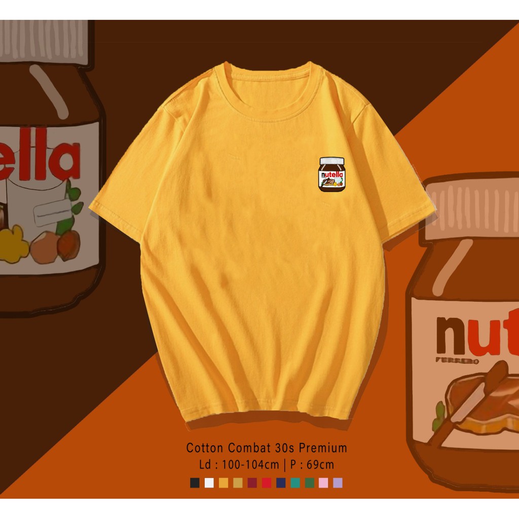 NUTELLA ADDICT LOGO DESIGN COKLAT SELAI KAOS PREMIUM  / TERMURAH