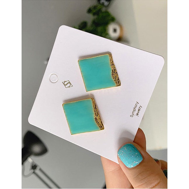 LRC Anting Tusuk Fashion Alloy Drip Geometry Stud Earrings F65158