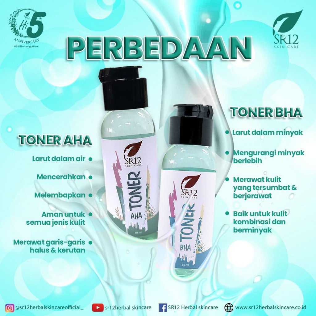 TONER AHA SR12 60ML BPOM / TONER EXFOLIASI / EKSFOLIASI / ANGKAT SEL KULIT MATI DAN ATASI FLEK HITAM