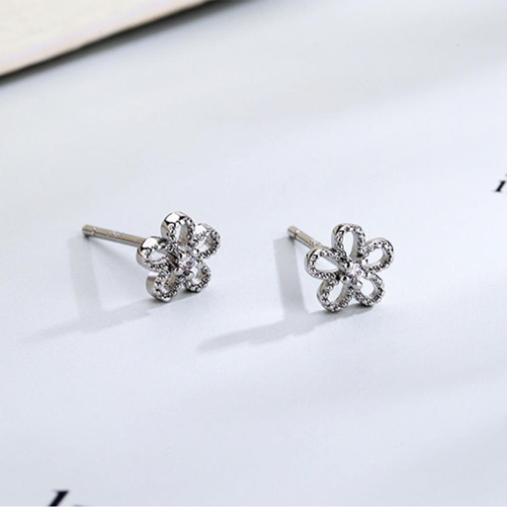 Timekey Anting Tusuk Desain Bunga Hias Zircon Gaya Simpleelegan Untuk Wanita A3K3