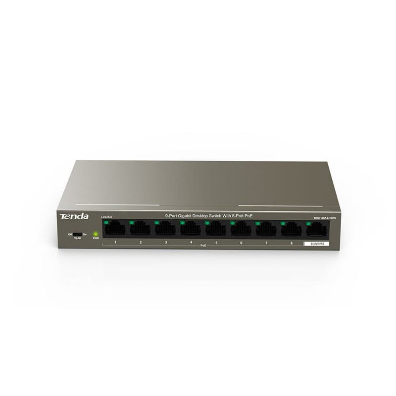 TENDA TEG1109P-8-102W 9 Port ALL GIGABIT Switch CCTV POE 9 PORT