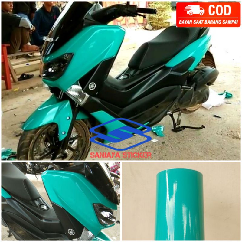Stiker Skotlet motor hijau tosca glossy dan doff Skotlet motor Stiker motor hijau tosca
