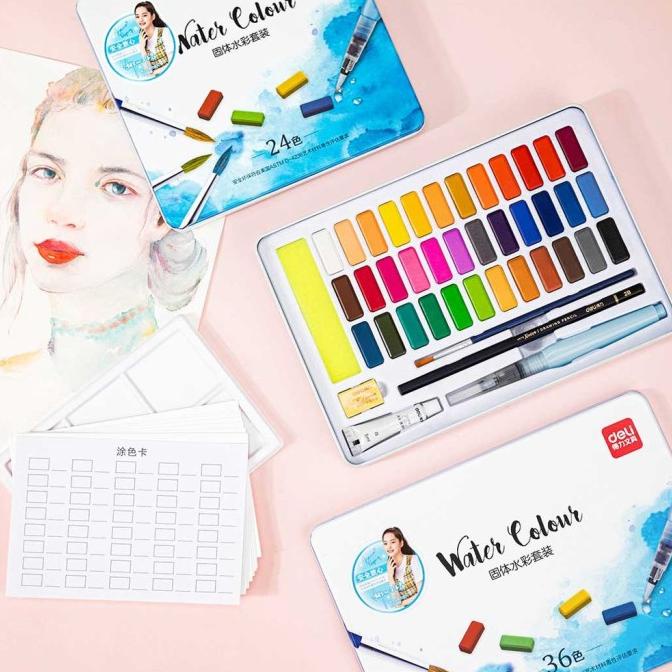 

Deli Solid Watercolor Set Cat Air Padat isi 36 warna 73877