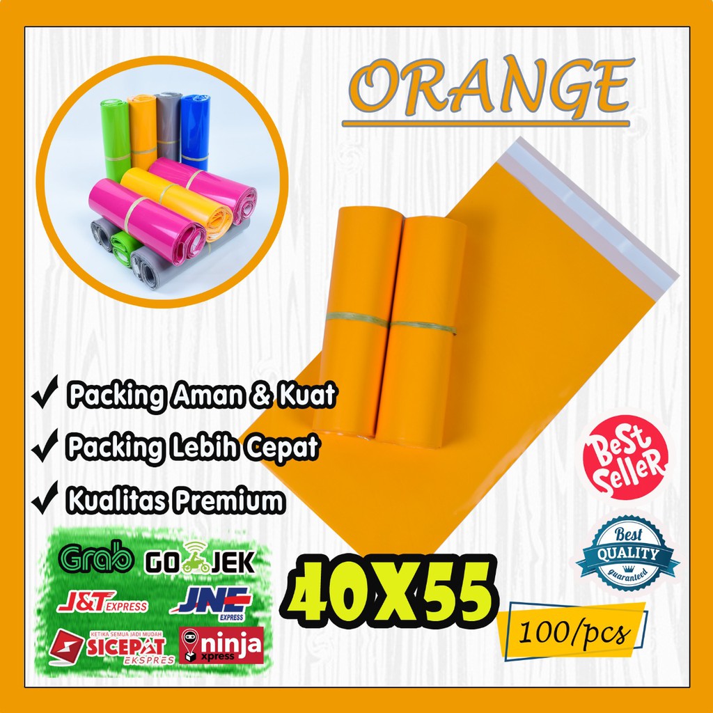 

Polymailer kantong kemasan amplop plastik 40X55 WARNA PREMIUM @100 PCS - 60MIC GLOSSY mewah elegan