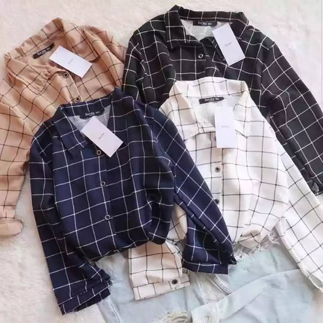 Jual Model Terbaru Wanita Kemeja Kotak Kotak Lengan Panjang Casual Loose Jakarta Pusat Choco Click Tokopedia