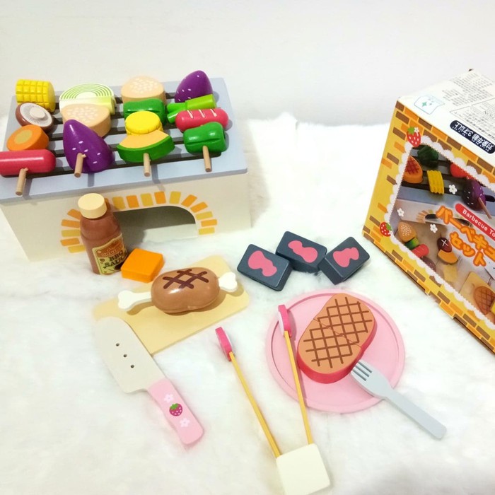 BBQ Set Mainan Kayu Wooden Toys Pretend Play Mainan Edukasi