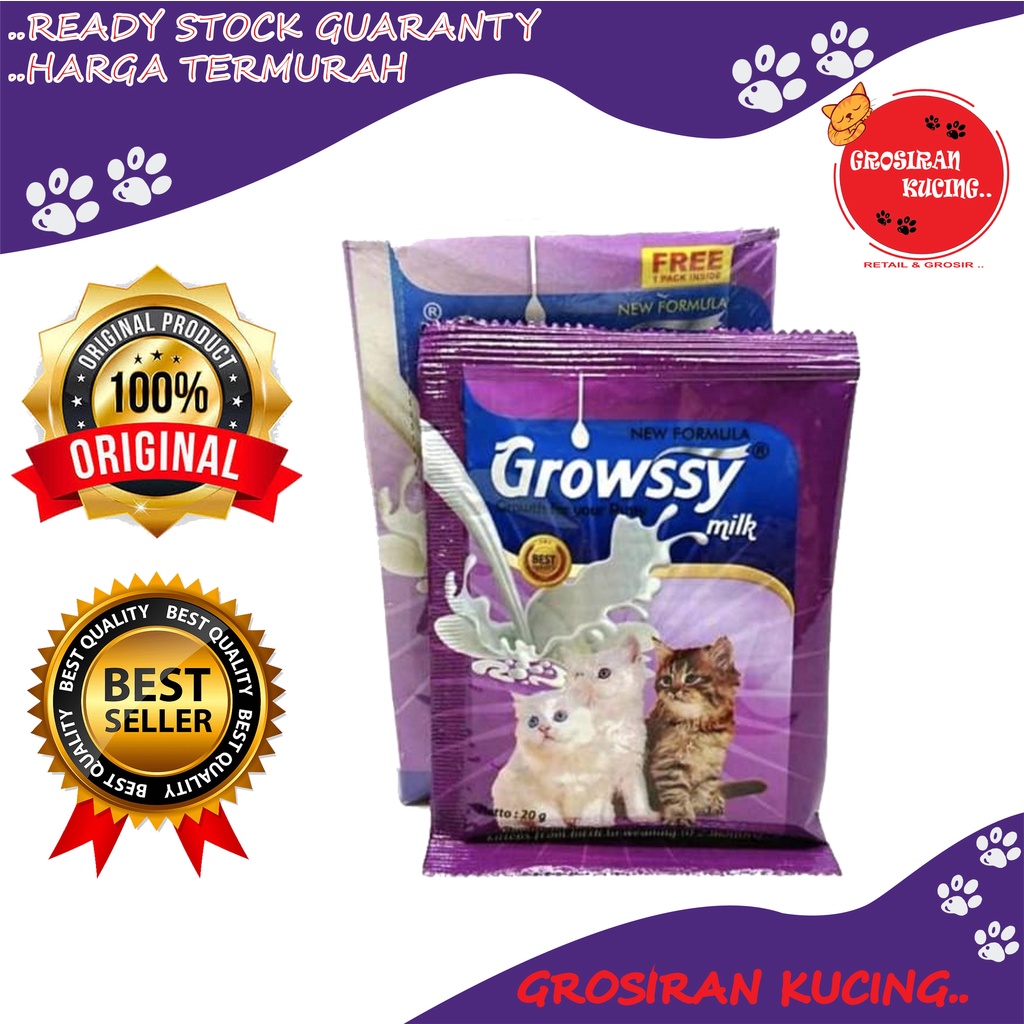 Susu Kucing Growssy Milk Sachet 20gr - Bayi Kucing 0 - 2 bulan / Bayi Kucing Cat Milk